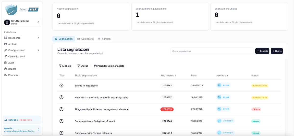 Screenshot dell'interfaccia ABCrisk