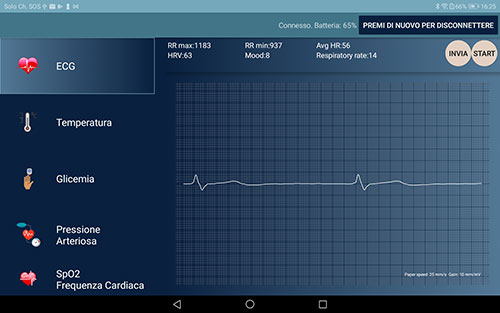Health Monitor schermata ECG